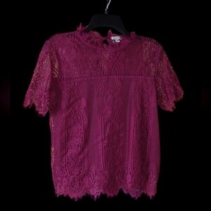 Lace Top Maroon Blouse